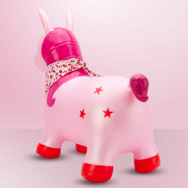 Sun Baby hoppebold til børn Enhjørning perlemor pink + pumpe og bandana, 12m+, op til 45 kg