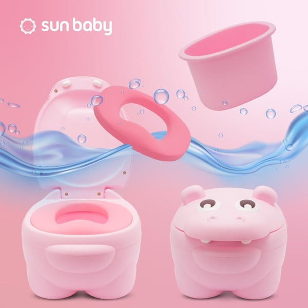 Sun Baby lasten potta Hippo vaaleanpunainen - liukumaton, selkänojalla, irrotettava sisäosa
