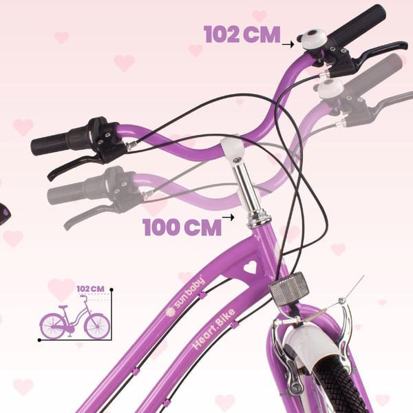 24-tuumainen kaupunkipyörä tytölle, ensikommuuniin, Shimano 7 vaihdetta, Heart Bike, Violetti