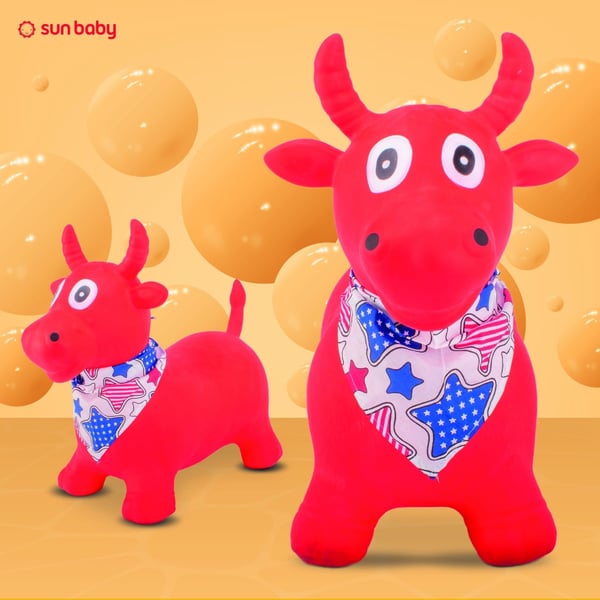 Sun Baby Hyppylelu Härkä punainen + pumppu, BPA Free, 12m+, 45 kg