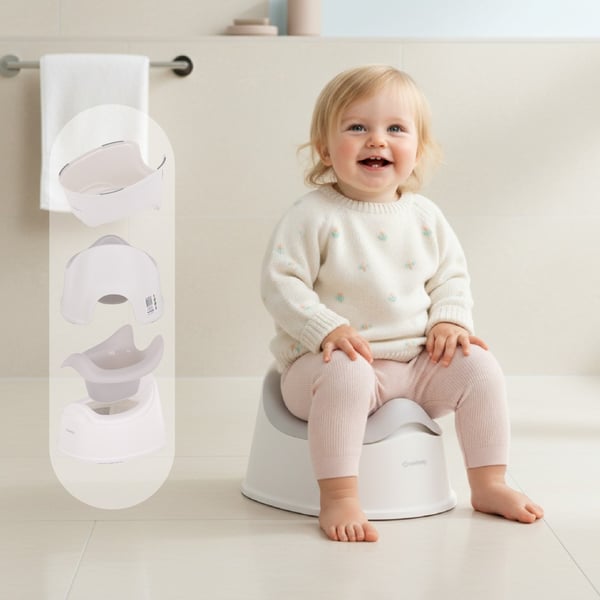 Sun Baby barnpotta halkfri med avtagbar insats, ergonomiskt ryggstöd, vit-grå, 18-36 mån, 15 kg
