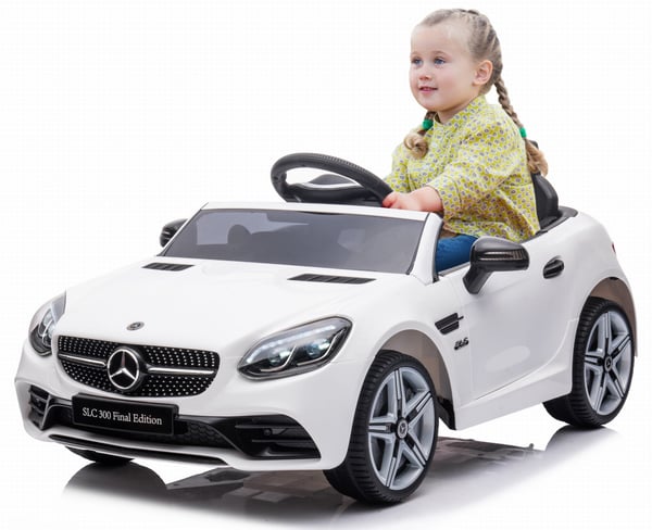 Mercedes Benz SLC300 Yksi sähköauto lapsille, valkoinen Sun Baby