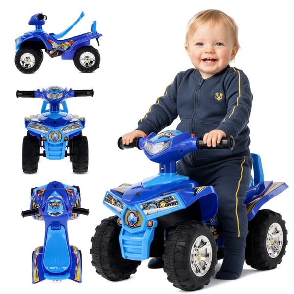 Sun Baby quadgåstol för barn, blå - ljud och ljus, 12 mån+, maxvikt 25 kg, förvaringsfack