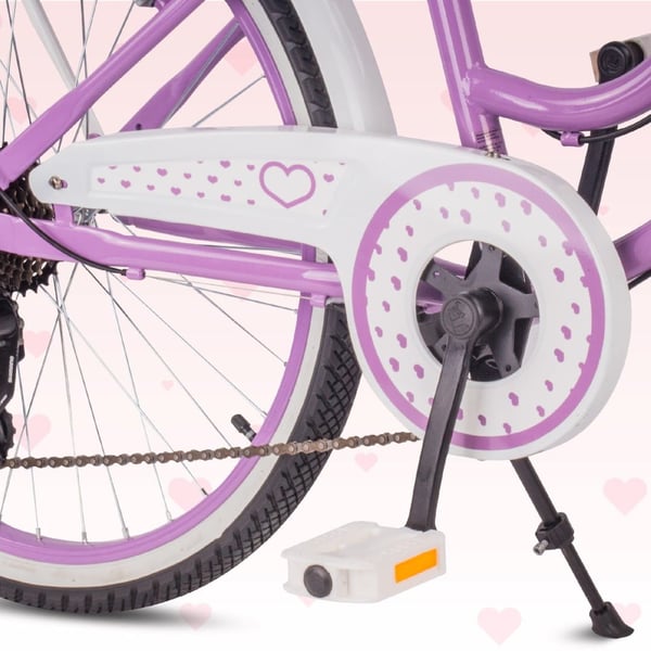 24-tuumainen kaupunkipyörä tytölle, ensikommuuniin, Shimano 7 vaihdetta, Heart Bike, Violetti