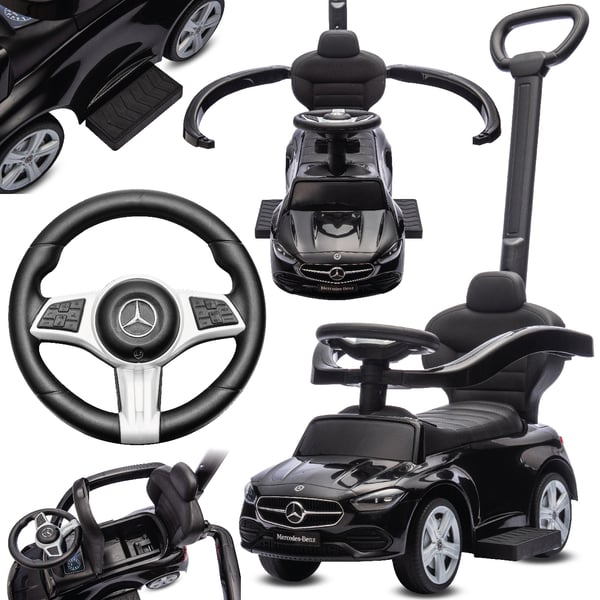 Työntövaunu lapsille lasten auto Mercedes C-Class Coupe musta Sun Baby