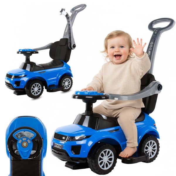 Työntövaunu lapsille lasten auto Sport Car sininen Sun Baby