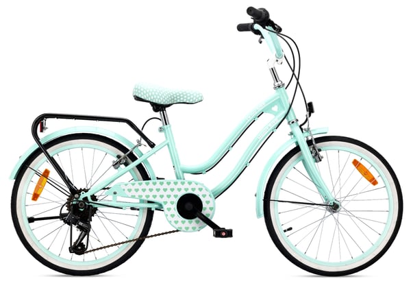 Heart Bike pigecykel 20 tommer, 6 til 10 år, Shimano gear, børnecykel til drenge (Mint) Heart Bike pigecykel 20 tommer, 6 til 10 år, Shimano gear, børnecykel til drenge (Mint)