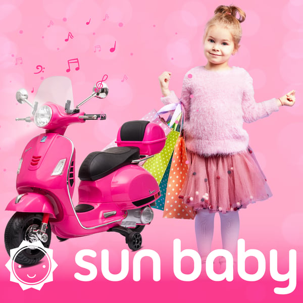 Sähköskootteri lapsille Sähkömoottoripyörä Vespa MP3 runko vaaleanpunainen Sun Baby