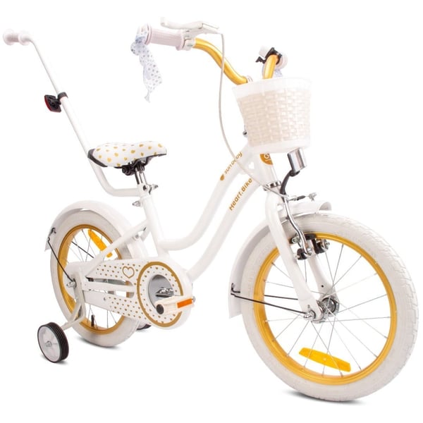 16 tuuman tyttöjen pyörä HEART BIKE - valkoinen ja kulta