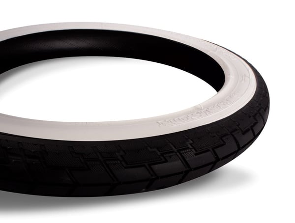 Cykeldæk 16 x 1,75 (47-305) sort-hvid - tråddæk, retningsbestemt, 35-50 PSI