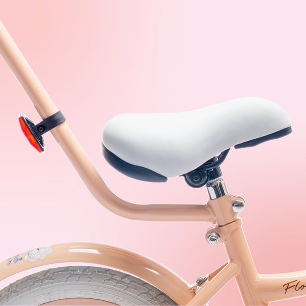 FLOWER BIKE Polkupyörä tytölle 16 tuumaa, työntötanko, sivupyörät, kori, aprikoosi