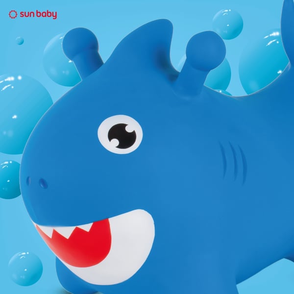 Sun Baby gummihoppare för barn Baby Shark haj, blå, med pump, maxvikt 45 kg