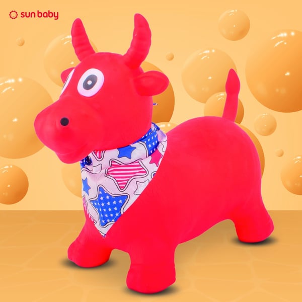 Sun Baby Hyppylelu Härkä punainen + pumppu, BPA Free, 12m+, 45 kg