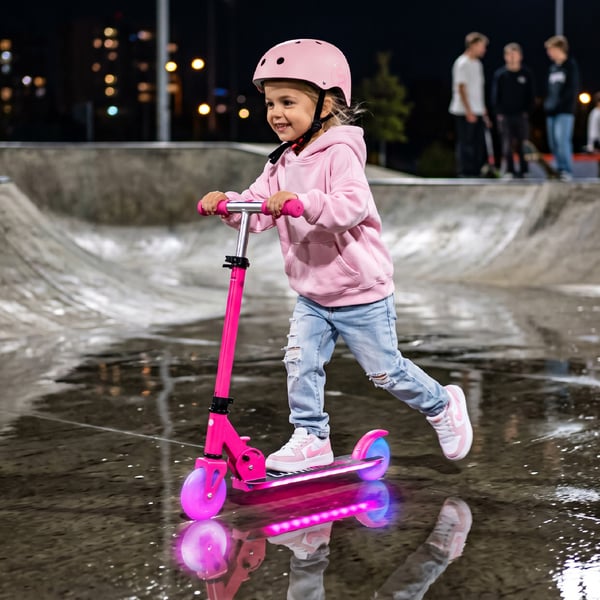 sun baby LUMI RIDE Sparkcykel Barn 2 hjul, trehjuling skoter från 3 år, LED - 7 färger, 20 program - 3 nivåer av styrhöjdsjustering, fotbroms, avtagba