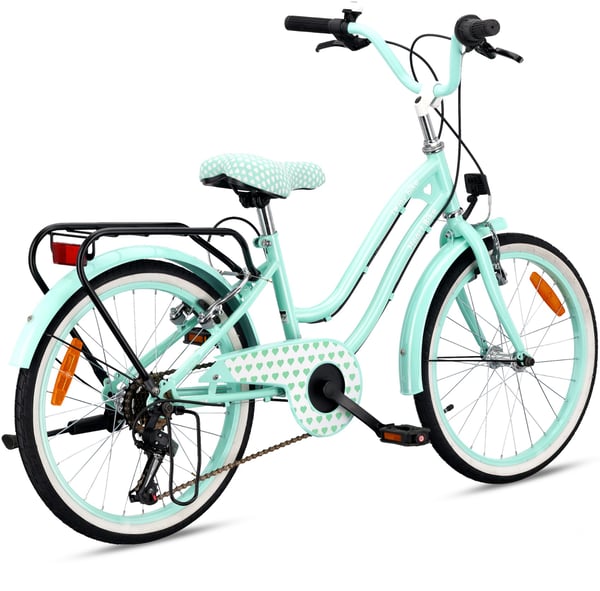 Heart Bike pigecykel 20 tommer, 6 til 10 år, Shimano gear, børnecykel til drenge (Mint)