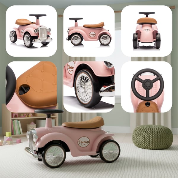 Työntövaunu lapsille lasten auto Retro vaaleanpunainen  Sun Baby