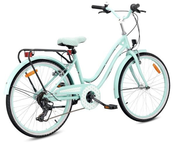 sun baby HEART BIKE Børnecykel 24 tommer - 7 gear Shimano - bagagebærer, metalskærme, V-bremse, kædeskærm - Mint