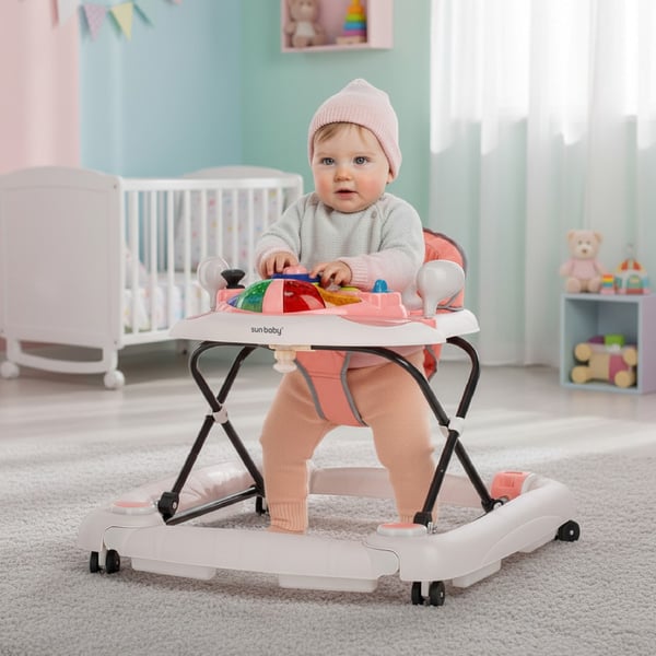Sun Baby vauvan kävelytuoli Grand Prix 2-in-1 - kehto, korkeuden säätö, jarrut, paneeli valoilla ja äänillä, 6kk+, 12 kg asti