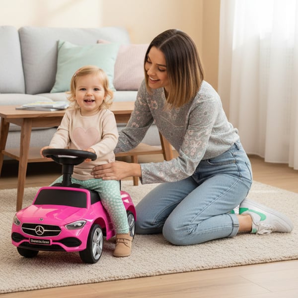 Sun Baby Køretøj Gåvogn til Børn Mercedes C-Klasse Lyserød