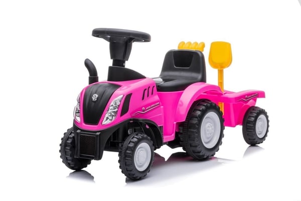 Polkutraktori perävaunulla New Holland vaaleanpunainen Sun Baby