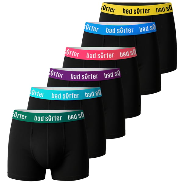 BAD SURFER underkläder boxershorts herr 6 pack, bomull stretch färgmix L