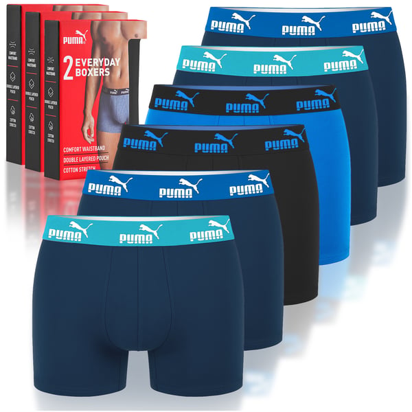 PUMA Boxershorts til mænd – Pakke med 6 – Bomuld – Farve Blå Navy