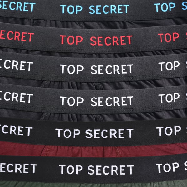 TOP SECRET, underkläder boxershorts herr 6 pack bomull stretch färgmix M
