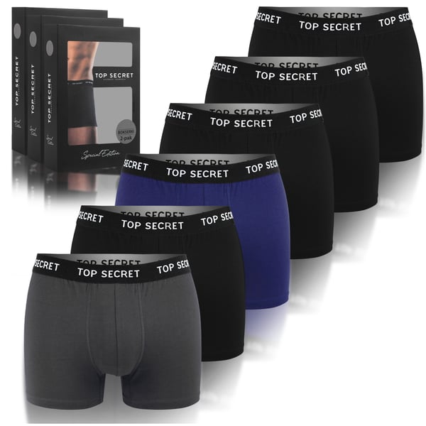 TOP SECRET, underkläder boxershorts herr 6 pack bomull stretch färgmix XL