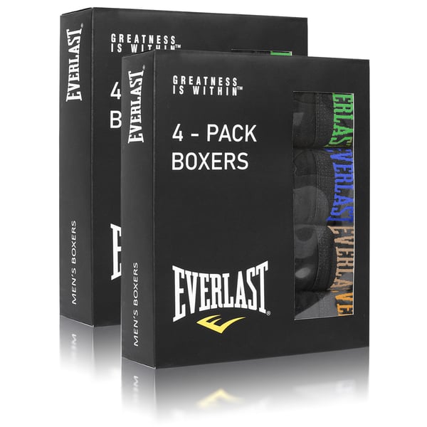 EVERLAST underbukser herre boxershorts 8-pak bomuld stretch svart farvet linning M