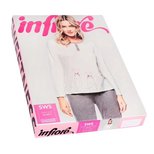 INFIORE Naisten Pyjama, Pitkähihainen, Puuvillaa, Koko M