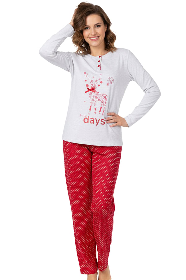 INFIORE Naisten Pyjama, Punainen Setti, Puuvillaa, Koko L