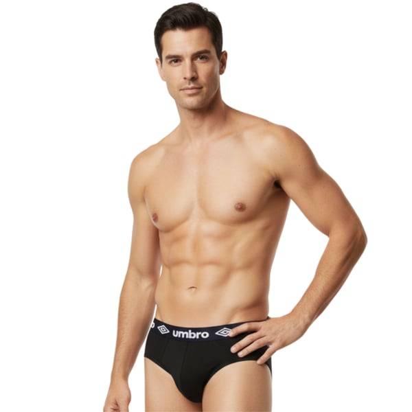UMBRO undertøj briefs til mænd, 8 pak bomuld stretch sorte L