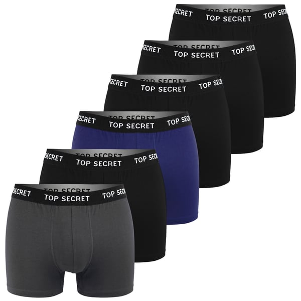 TOP SECRET, underkläder boxershorts herr 6 pack bomull stretch färgmix L