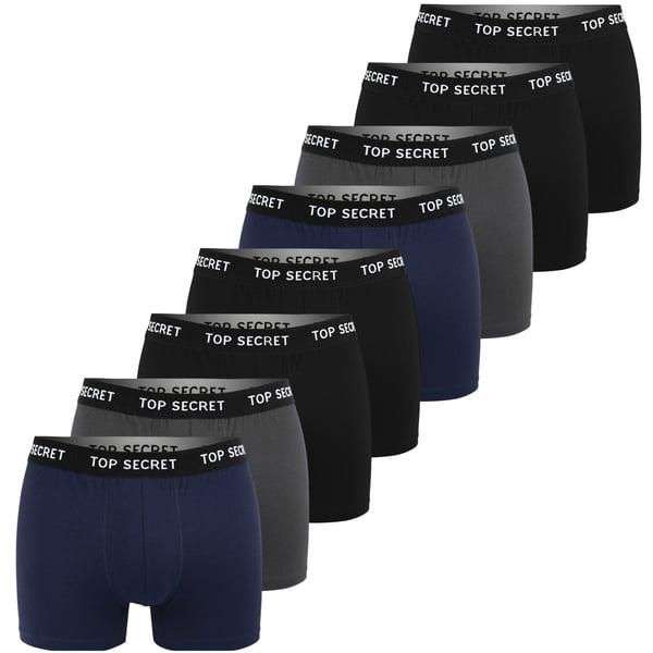 TOP SECRET underkläder boxershorts herr 8 pack bomull stretch färgmix L
