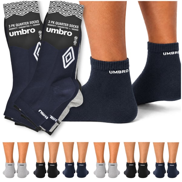 UMBRO herr quarter-strumpor 6 pack bomull farmix 39-42