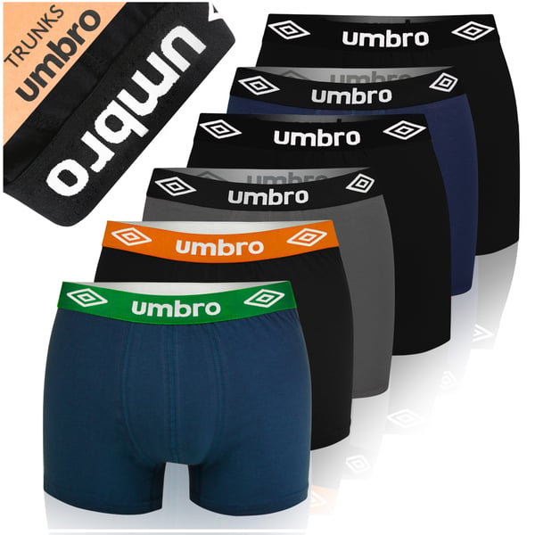 UMBRO underkläder boxershorts herr, 6 pack bomull stretch färgmix M