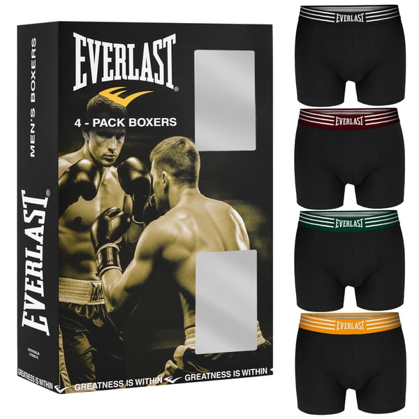 EVERLAST underbukser herre boxershorts 4-pak bomuld stretch farvemix L