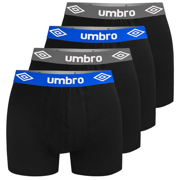 UMBRO underbukser boxershorts til mænd, 4 pak bomuld stretch sorte farvet linning XL