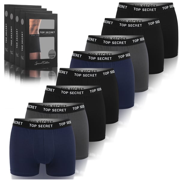 TOP SECRET - Förstklassiga Mäns Underkläder - 8pak - Högkvalitativ Klassisk Bekväm Mjuk Lätta - Premium Boxerkalsonger HerrBoxershorts Bomull