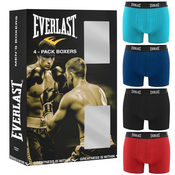 EVERLAST underbukser herre boxershorts, 4 pak bomuld stretch farvemix L