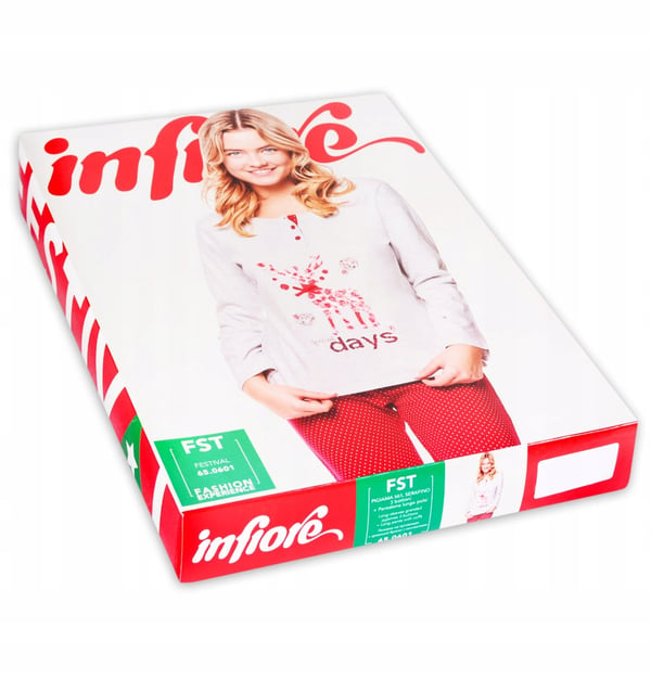 INFIORE Naisten Pyjama, Punainen Setti, Puuvillaa, Koko L