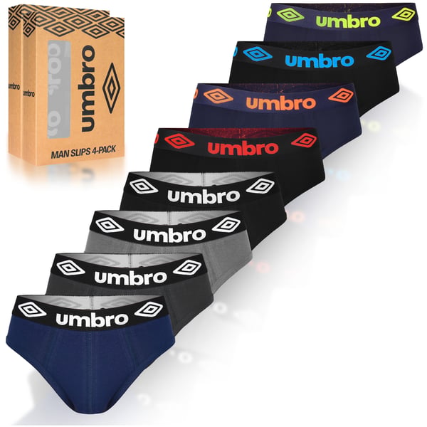 UMBRO undertøj briefs til mænd, 8 pak bomuld stretch farvemix L