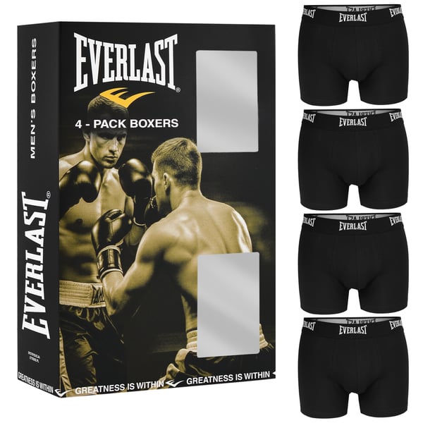 EVERLAST underbukser herre boxershorts 4pak bomuld stretch sorte L
