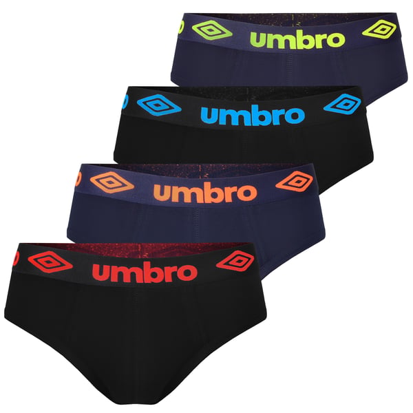UMBRO undertøj briefs til mænd, 4 pak bomuld stretch farvemix M