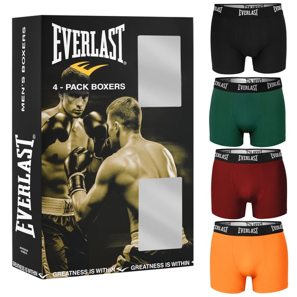 EVERLAST underbukser herre boxershorts 4-pak bomuld stretch farvemix XL