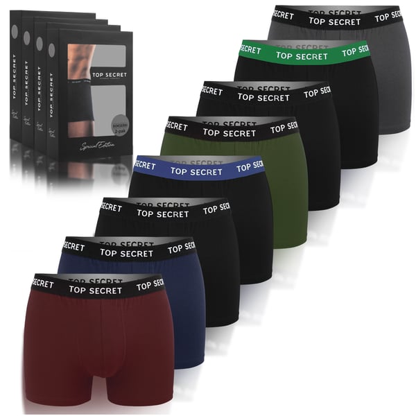 TOP SECRET - Förstklassiga HerrBoxershorts - 8pak - Högkvalitativ Klassisk Bekväm Mjuk Lätta - Boxerkalsonger Mäns Underkläder
