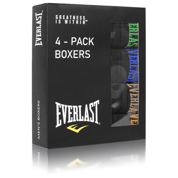 EVERLAST alushousut miesten bokserit 4-pack puuvillaa stretch mustat L