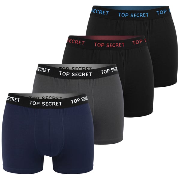 TOP SECRET underkläder boxershorts herr 4 pack bomull stretch färgmix L