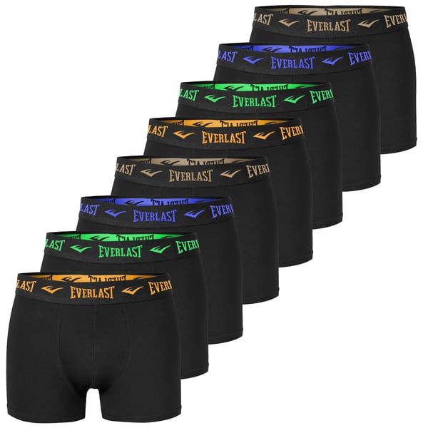 EVERLAST underbukser herre boxershorts 8-pak bomuld stretch svart farvet linning M