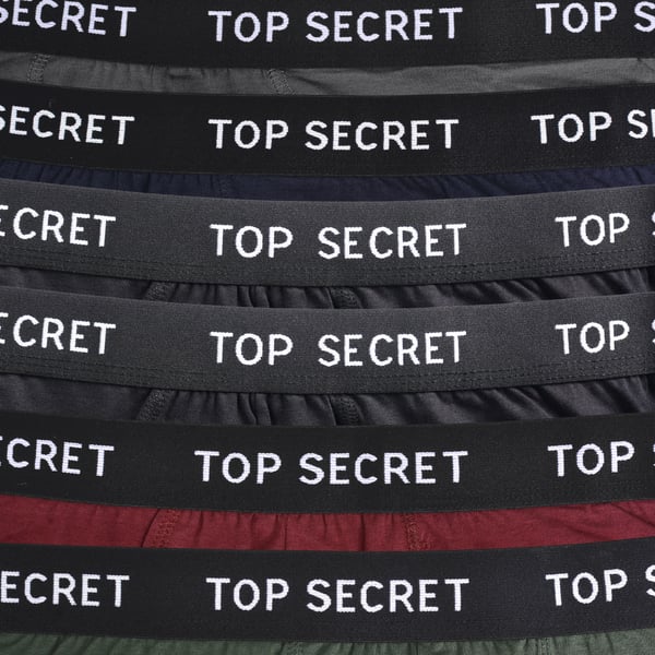 TOP SECRET, underkläder boxershorts herr 6 pack bomull stretch färgmix M